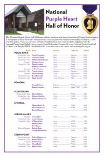 Purple Heart Recipients: Pearl River, Pomona, Sloatsburg, Sparkill, Spring Valley, Stony Point