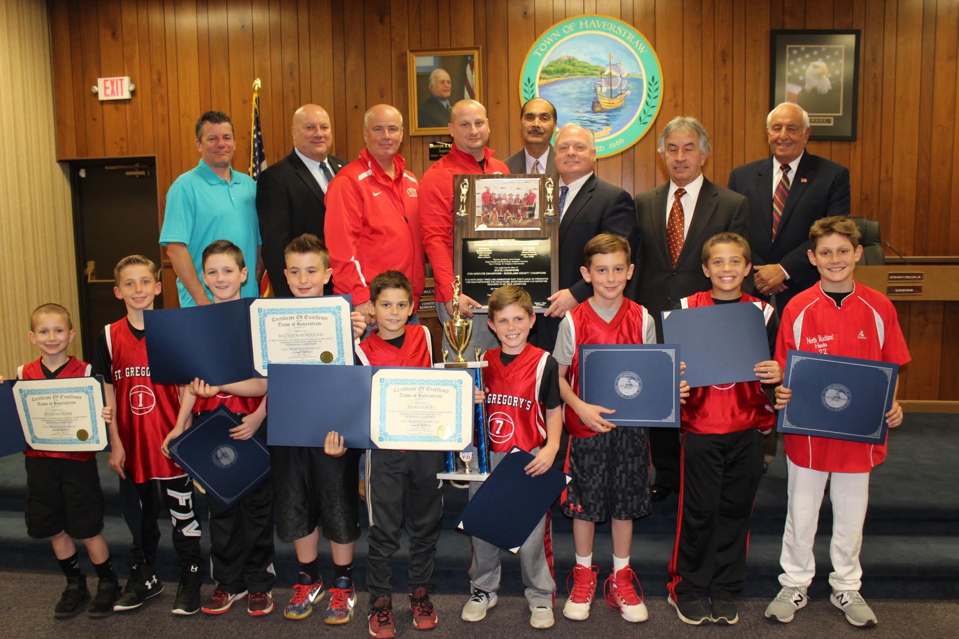 STATE CHAMPION CYO TEAM RECOGNIZED BY TOWN BOARD
