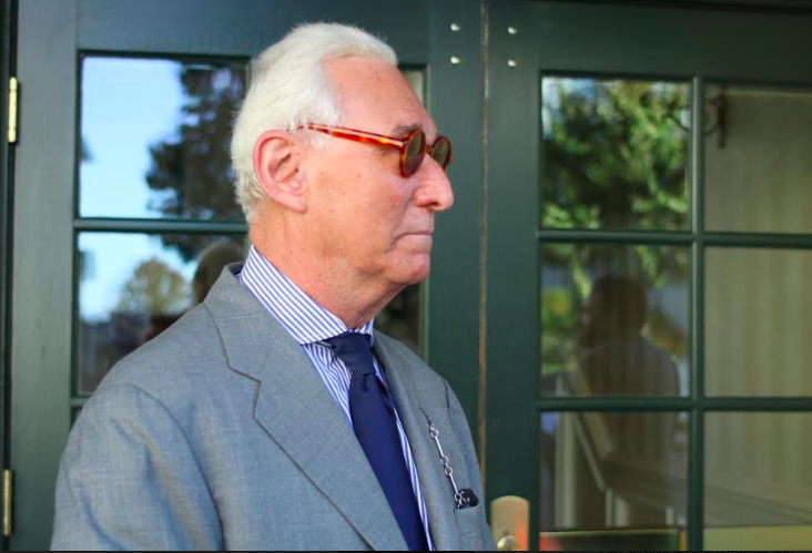 Roger Stone entertains local GOPers, attracts a few protesters