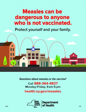 HEALTH DEPARTMENT OFFERS FREE MEASLES VACCINES ON FRIDAY, APRIL 12 IN MONSEY