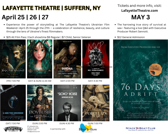 Lafayette Theatre Announces Two Film Events: Ukrainian Film Weekend & Special Screening of 76 Days Adrift