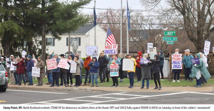Stony Point Stands Up in Support of “Hands Off” Rally Against Trump/Musk Policies on National Day of Protest