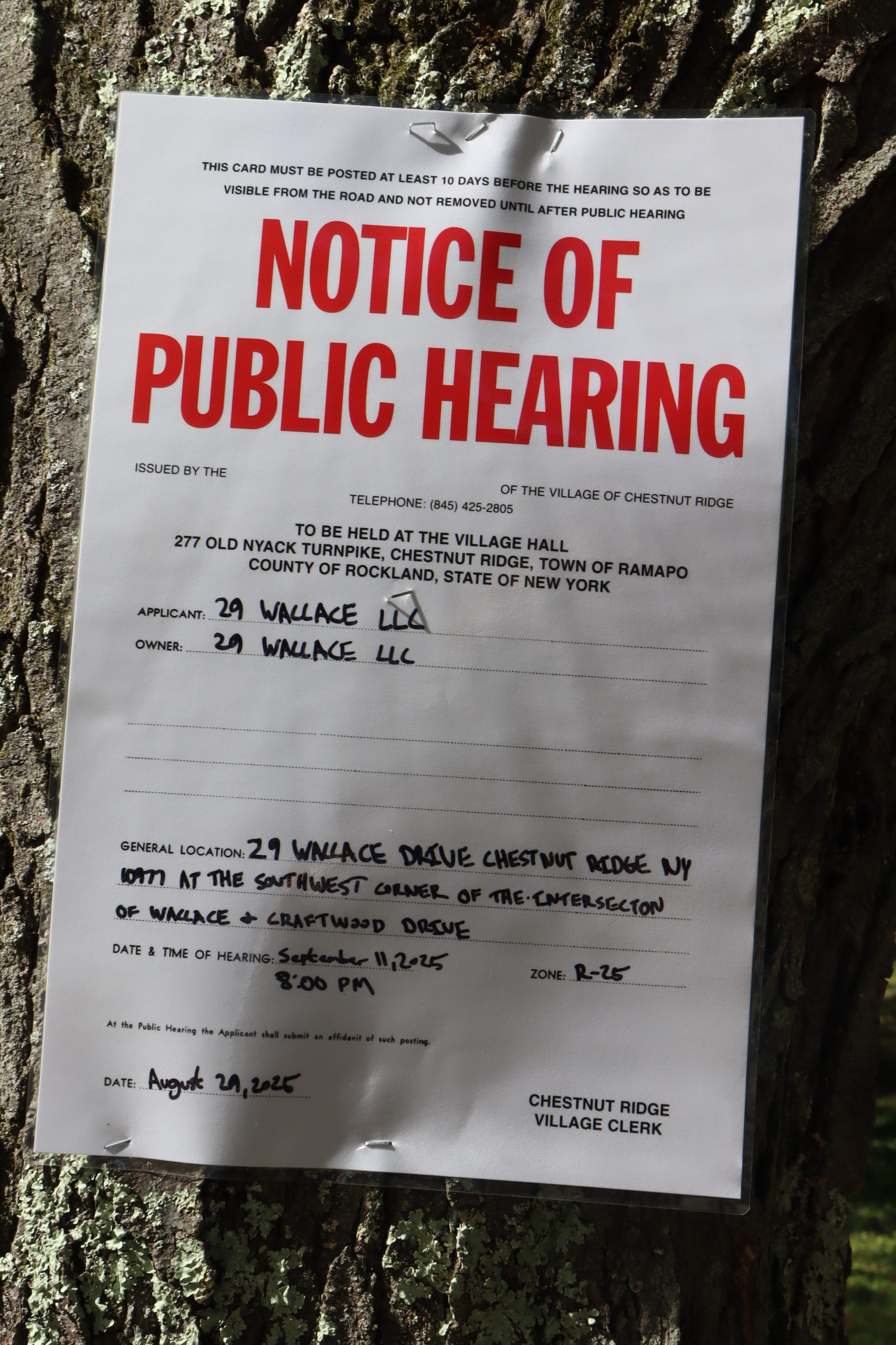 RCT- PUBLIC HEARING CANCELLED DUE TO ERROR ON PUBLIC NOTICE